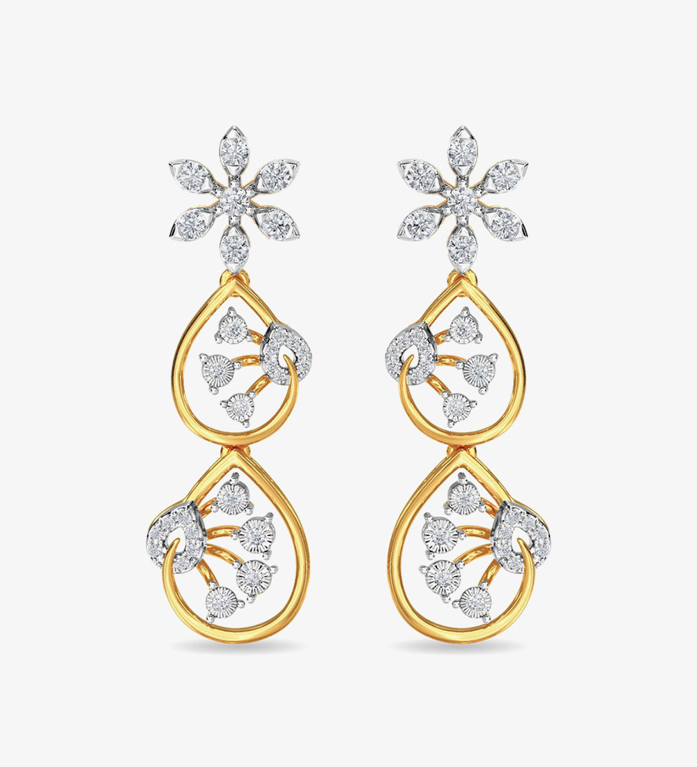 Diamond Trinity Earring Dangler Rose Gold